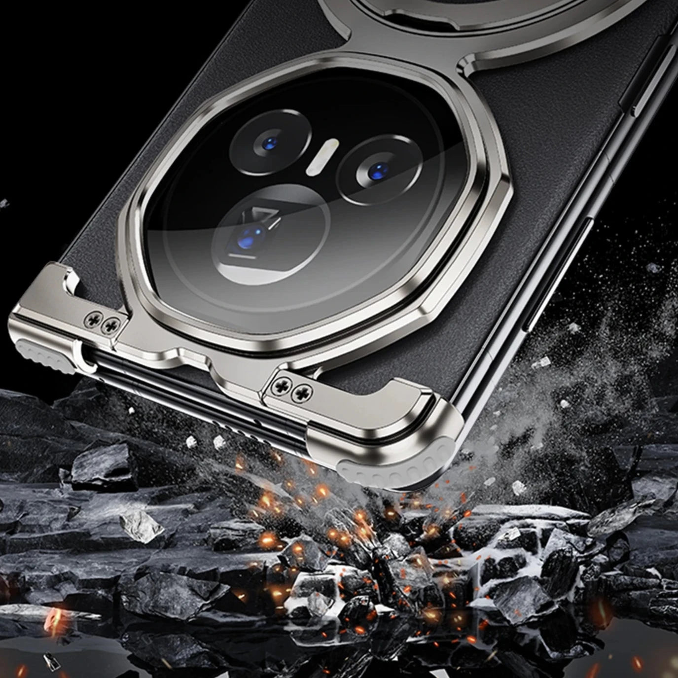 Frameless Metal Phone Case with Ring Stand for Honor Magic V3 and Honor Magic Vs3