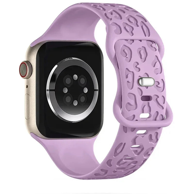 Leopard Pattern Engraved Silicone Sport Band for Apple Watch