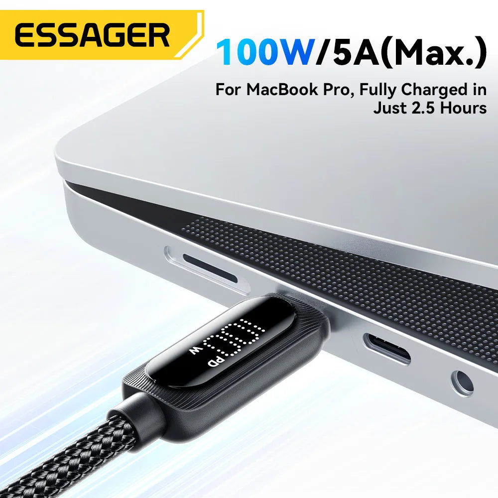 Essager 100W USB-C PD Cable with Digital Display