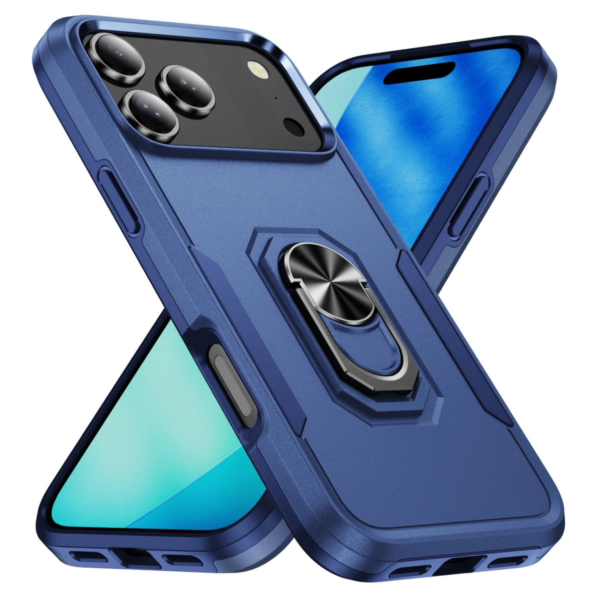 Shockproof TPU Case with Rotating Metal Ring Stand for iPhone 17 Series