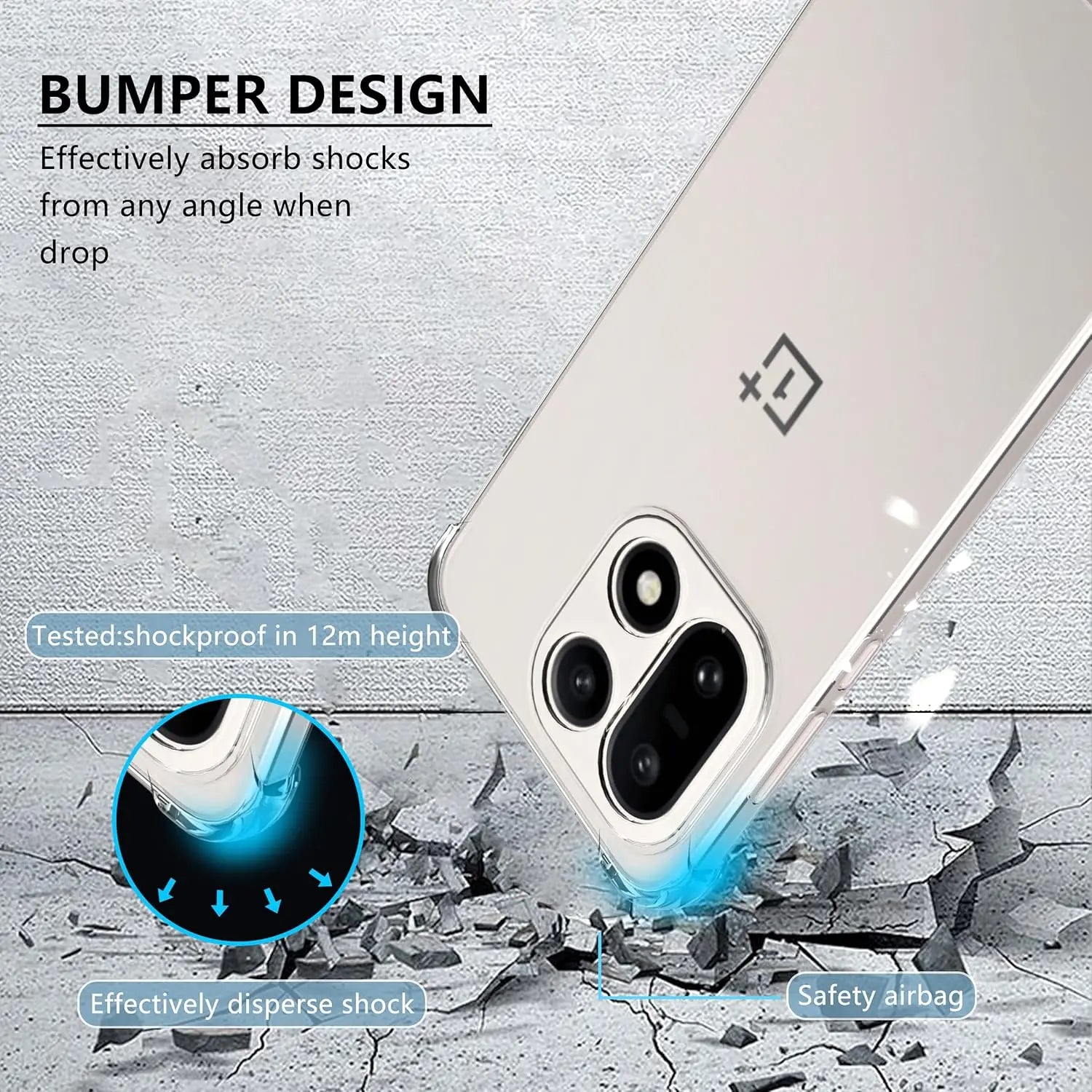 OnePlus 15 TPU Transparent Shockproof Case with Four-Corner Bumper