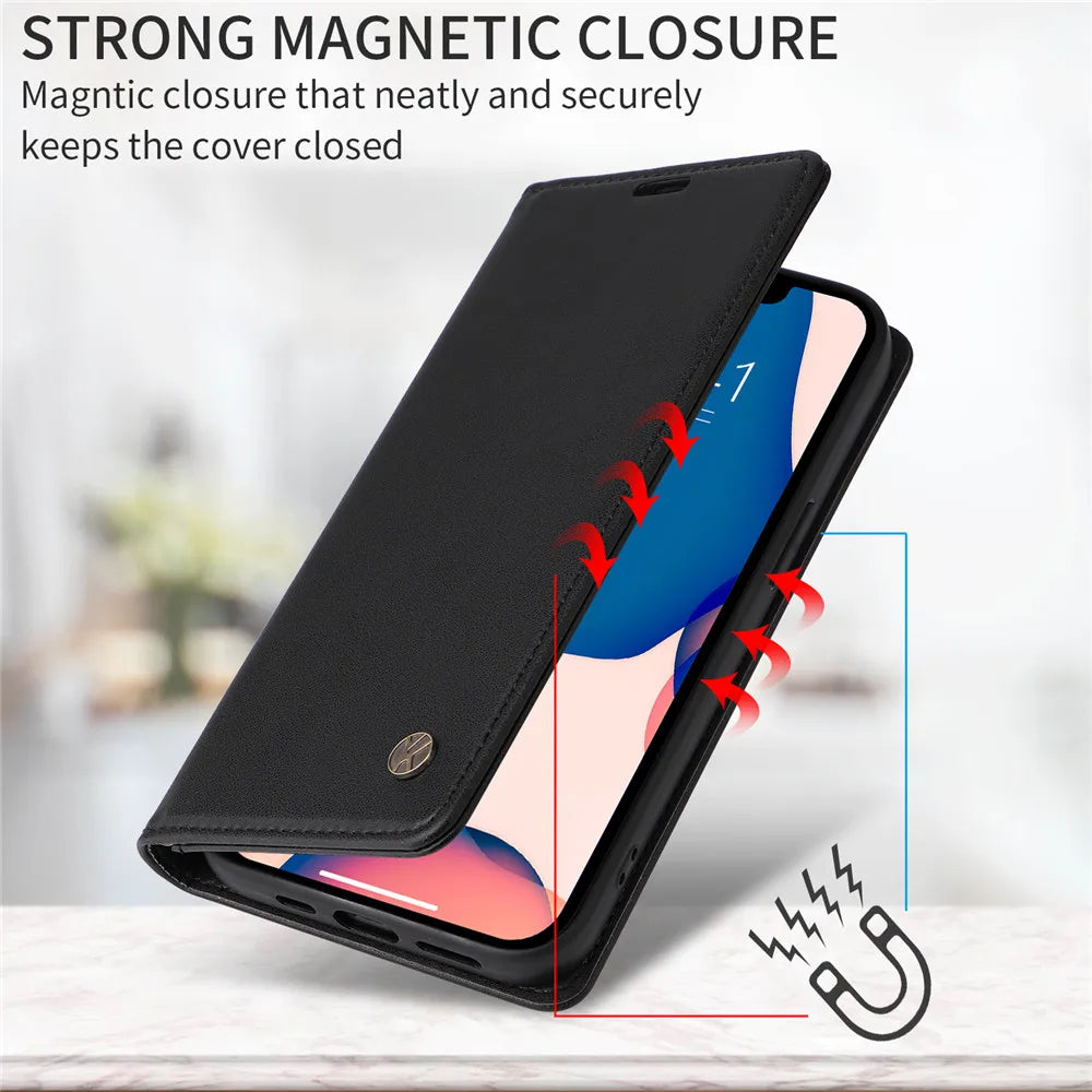 Premium Leather Book Case for OPPO Find X9 / X9 Pro
