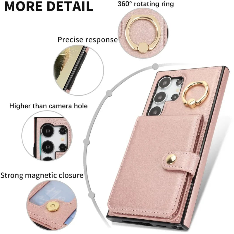 Protective Leather Wallet Case with Card Slots for Samsung Galaxy S24 Series