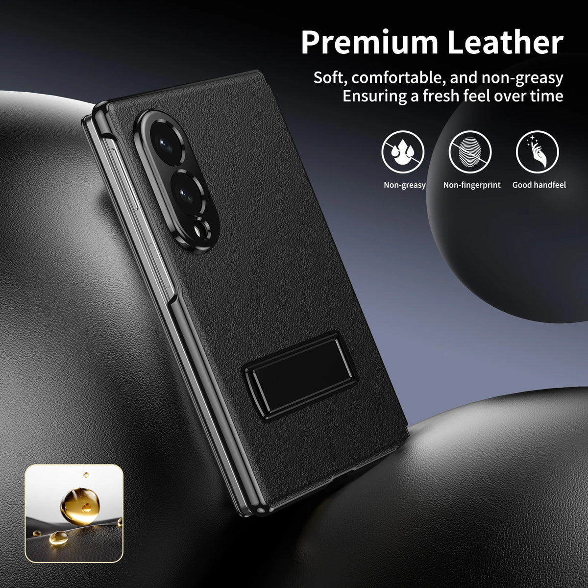 Leather Grain Flip Folio Case with Magnetic Closure for Samsung Galaxy Z Fold 8