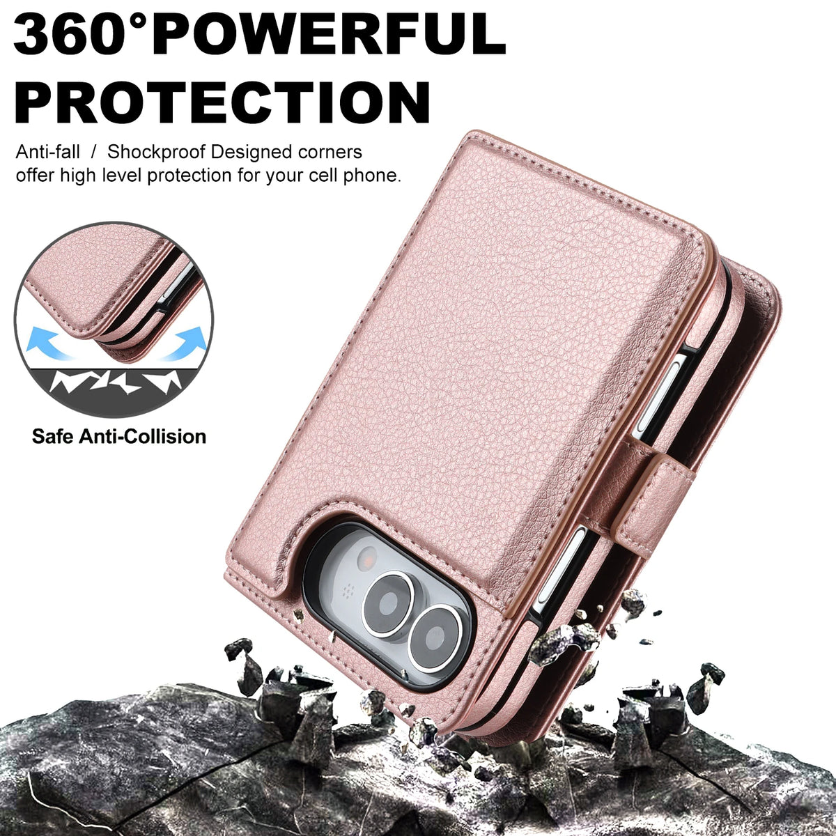 5-Card Flip Wallet Case with Kickstand for iPhone Duo