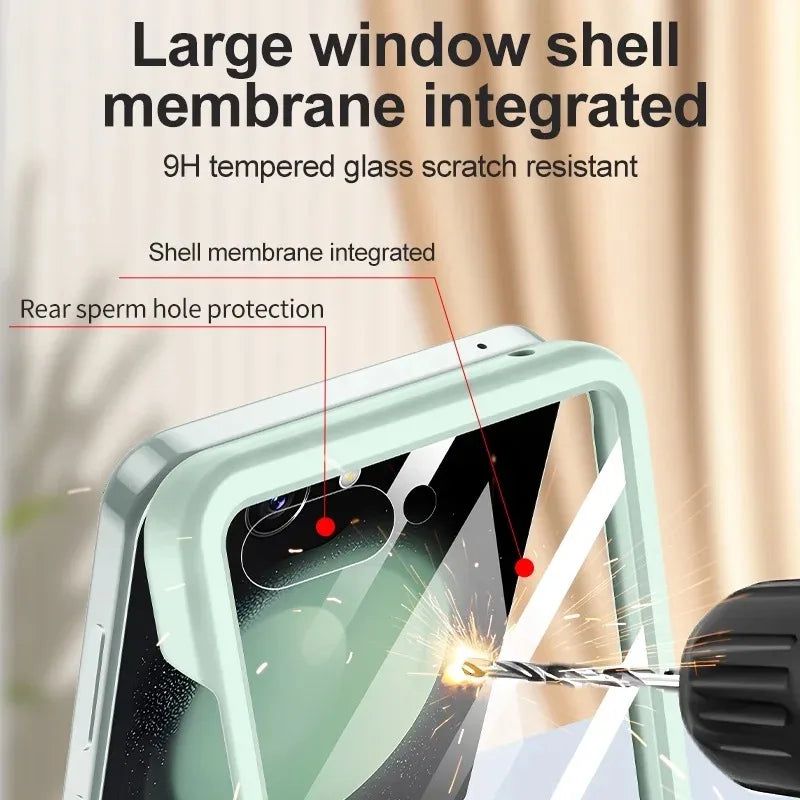 Liquid PC Protective Case with Glass Screen for Samsung Galaxy Z Flip 7