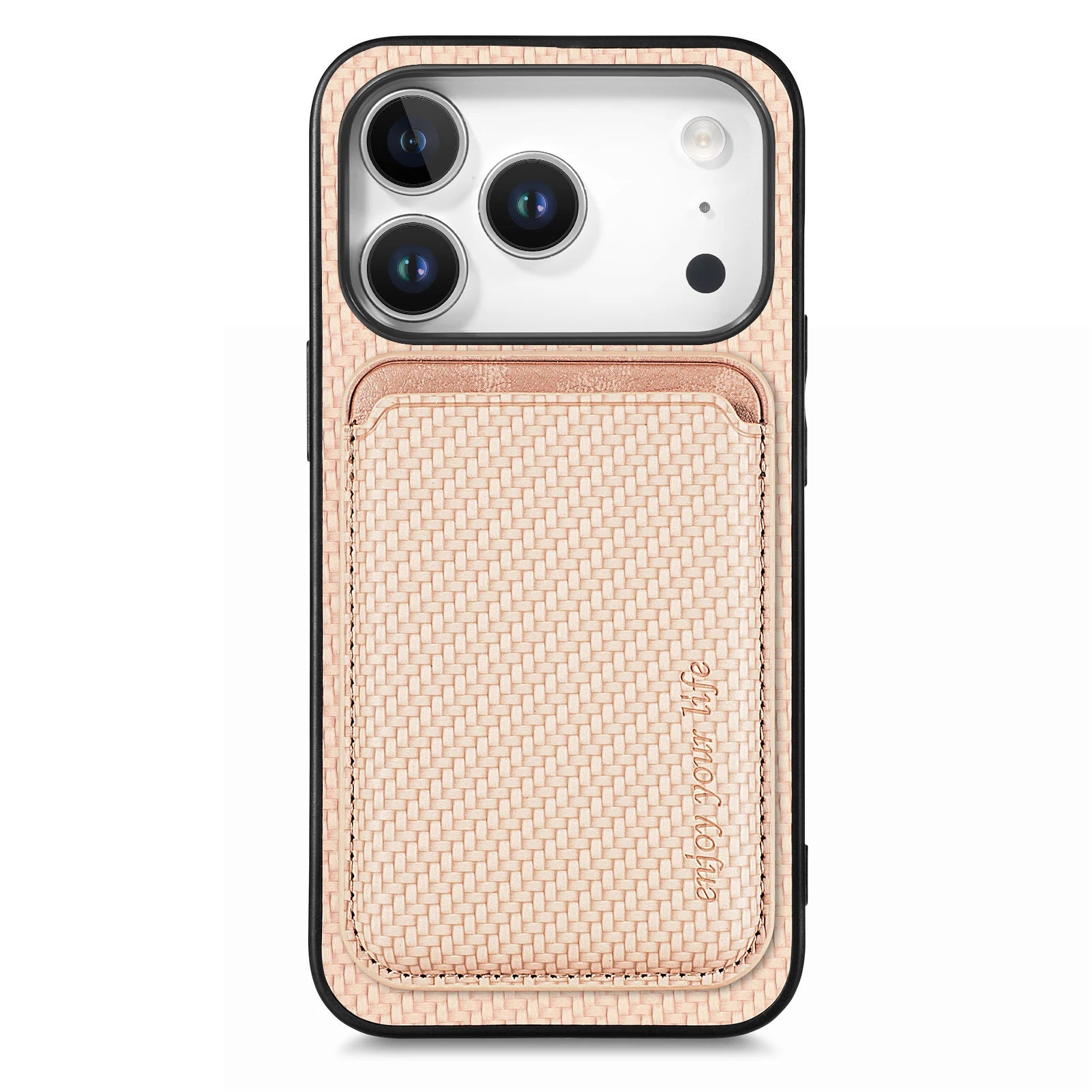 2-in-1 Detachable Slim Carbon Fiber Pattern MagSafe Leather Case with Card Bag for iPhone 17 Series