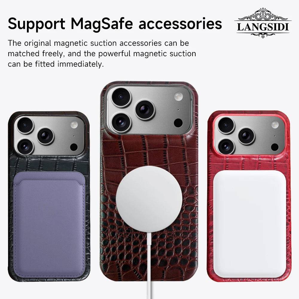 Natural Cowhide Leather MagSafe Case for iPhone 17 Series