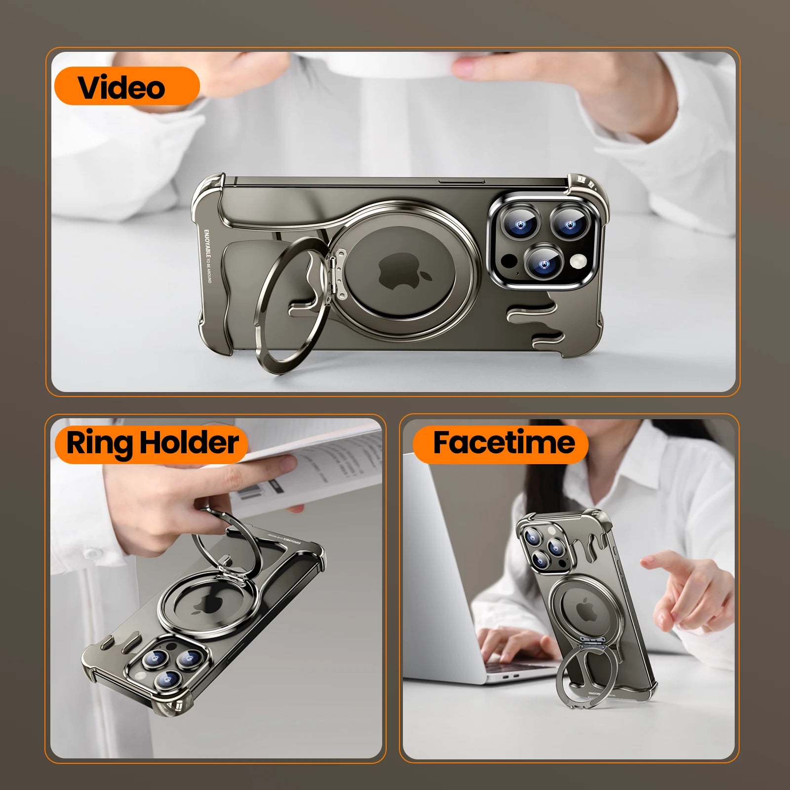 MagSafe Phone Case with 360° Rotation Finger Ring for iPhone 15 Series