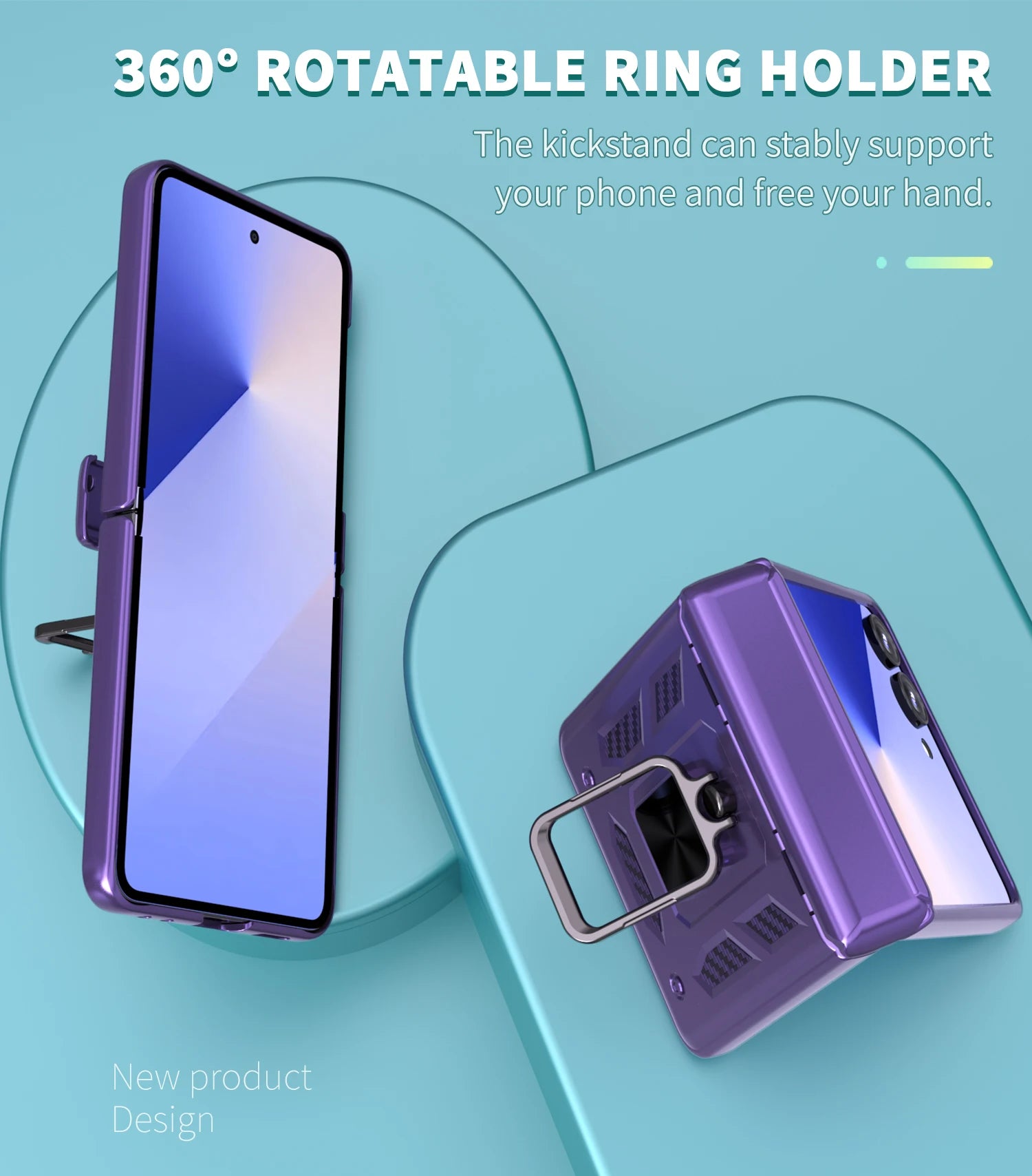 Slim Protective Hard PC Case with Ring Stand for Samsung Galaxy Z Flip 8
