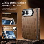Crocodile Embossed Leather Case with Camera Lens Protection Ring for iPhone Duo