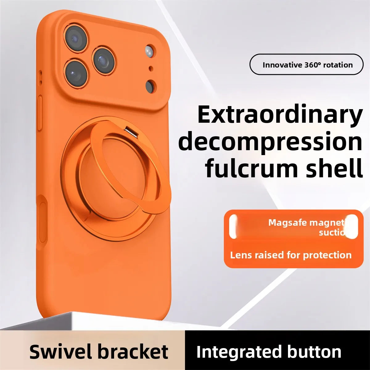 Liquid Silicone MagSafe Case with Rotating Ring Holder for iPhone 17 Series