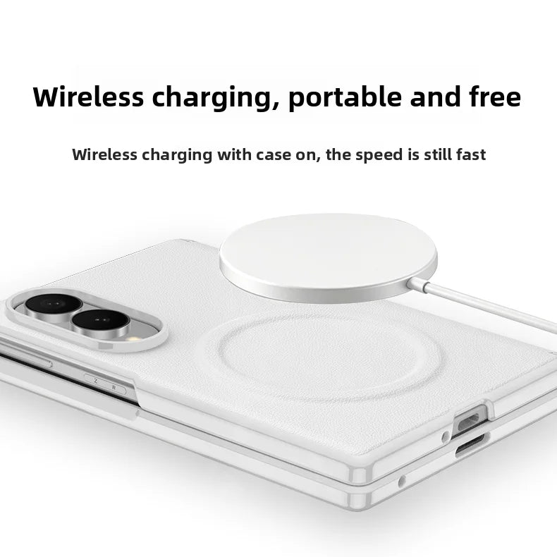 Luxury Magnetic Vegan Leather Case with Screen Protector for Samsung Galaxy Z Fold 8