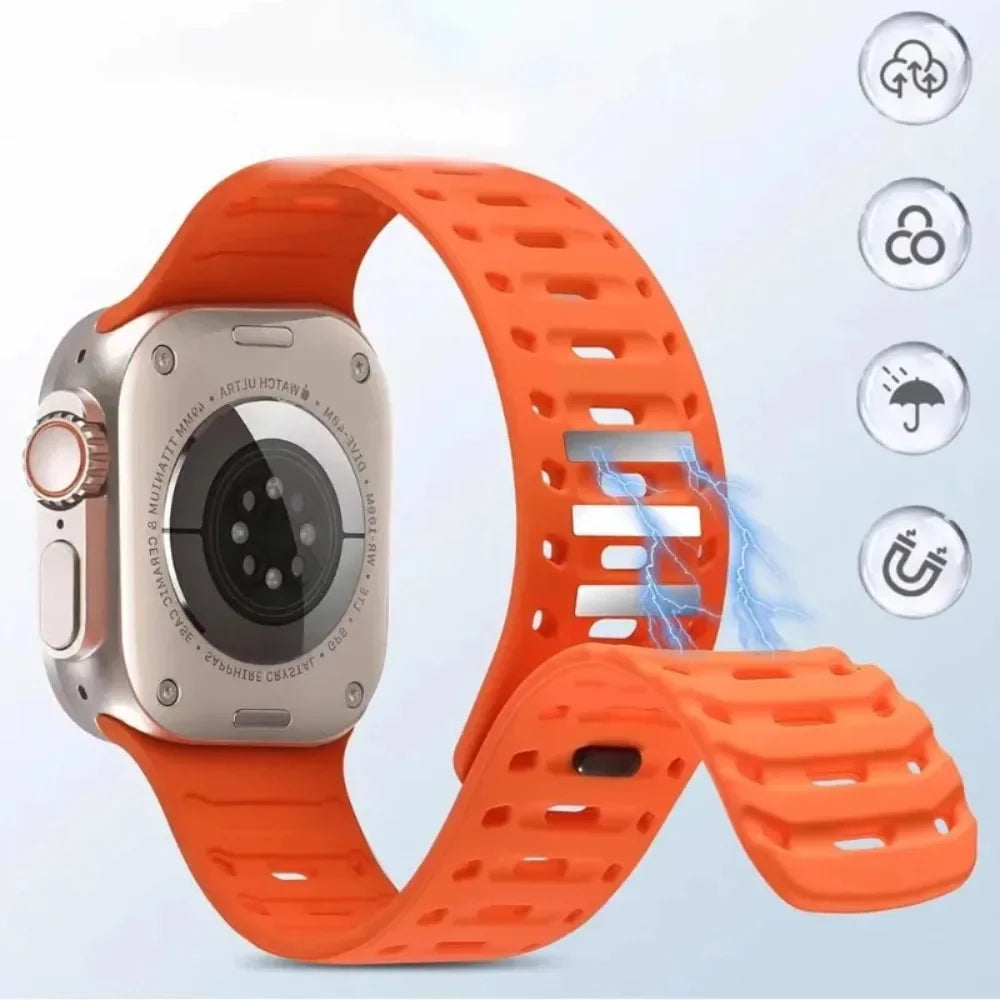 Breathable Silicone Band with Magnetic Clasp for Apple Watch