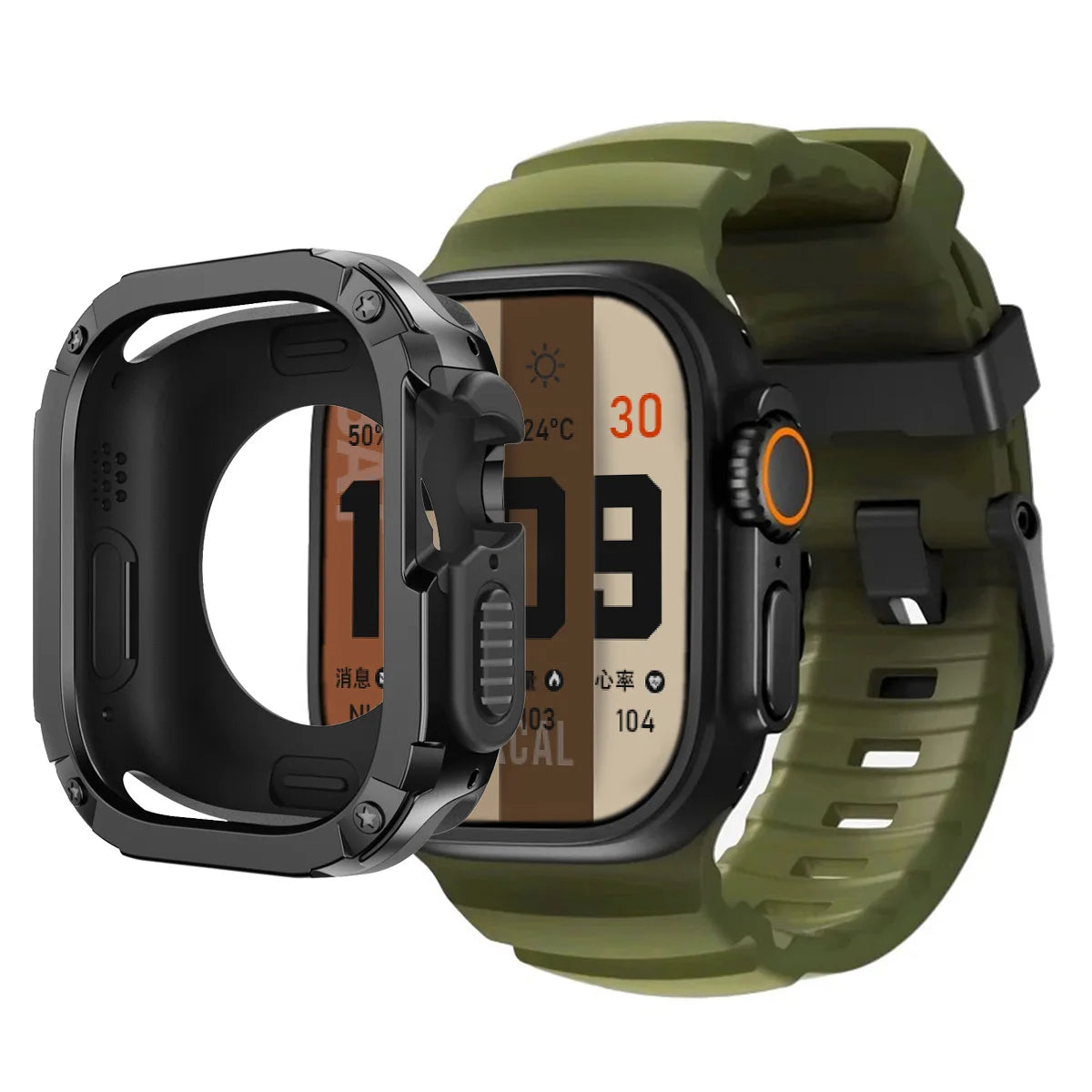 Sport Silicone Band with TPU+PC Bumper Case for Apple Watch