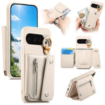 Zipper Wallet Leather Flip Case with Ring Holder for Google Pixel 9 Series