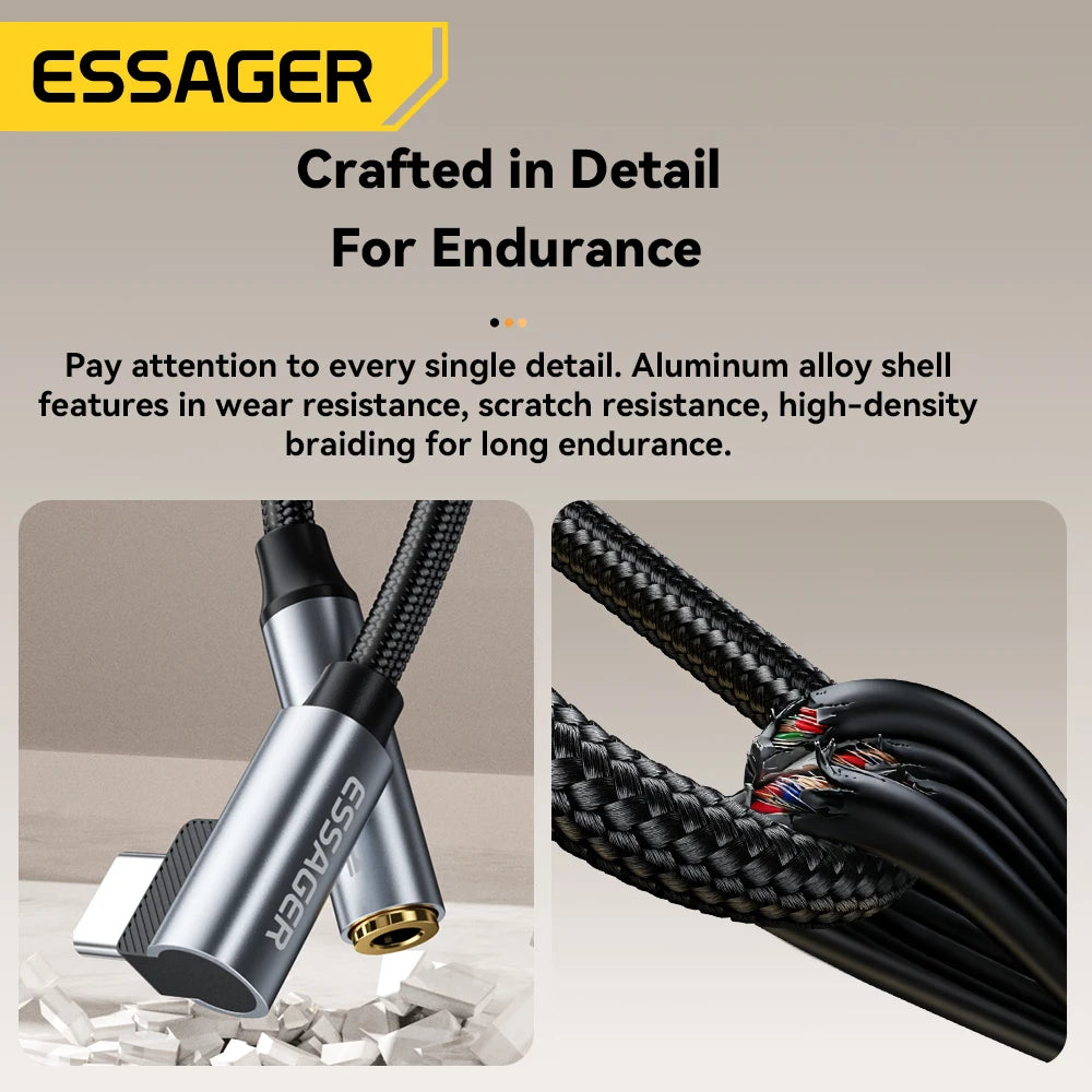 Essager L-Shaped USB-C to 3.5mm Audio Cable