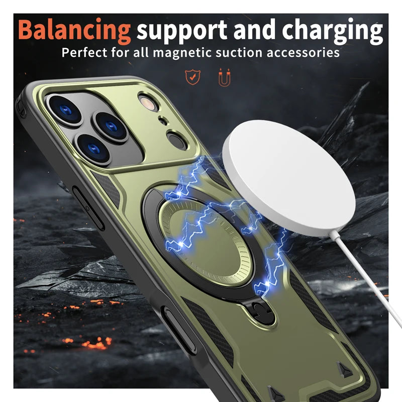 Hard PC and Soft TPU Camera Protection Case with Ring Stand for iPhone 18 Series