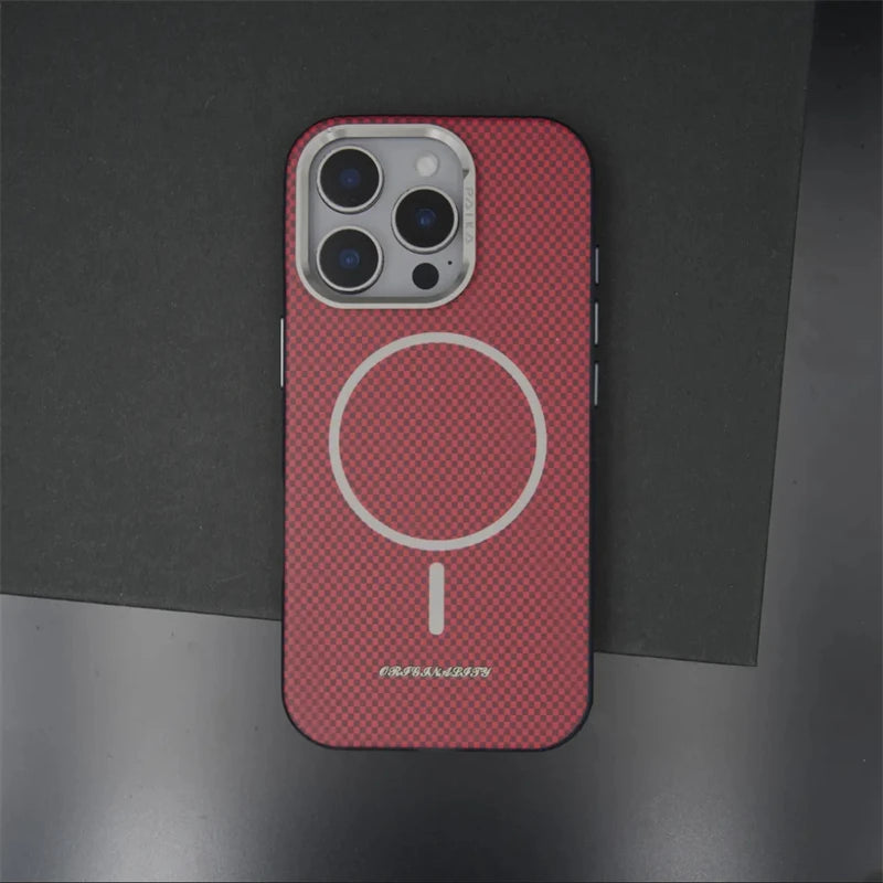 Carbon Fiber Texture Hard PC MagSafe Case for iPhone 15 Series