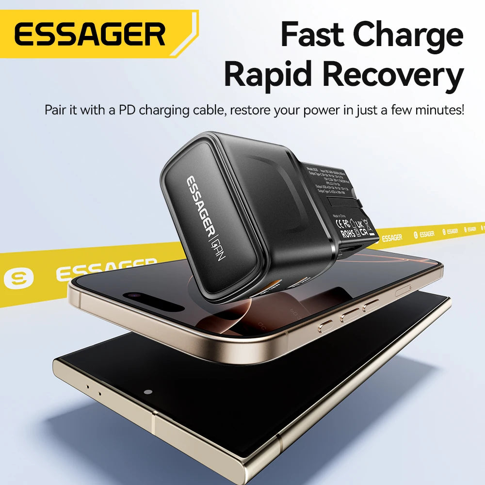 Essager 35W GaN International Travel Adapter with Dual USB-C Fast Charging Ports