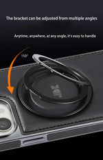 Shockproof Leather Case with Magnetic Kickstand for iPhone 16 Series