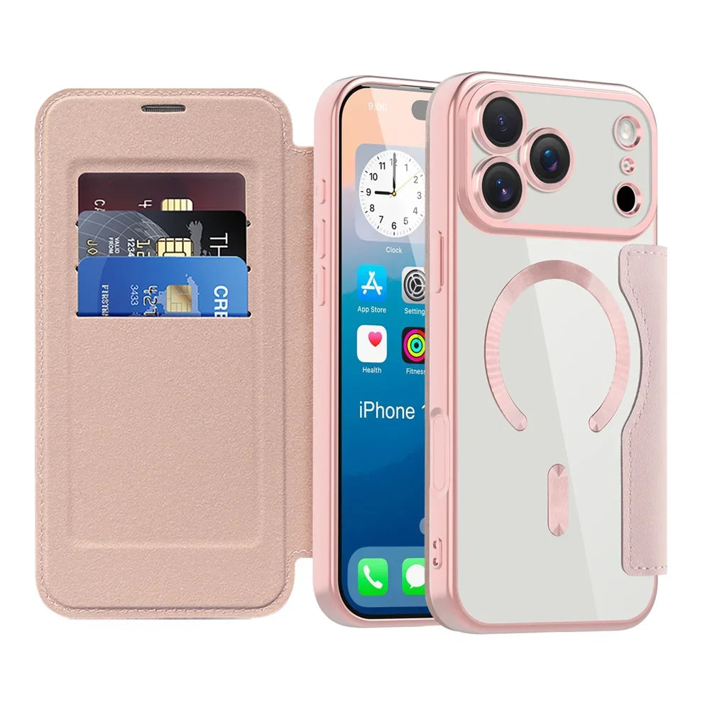 Premium Flip Leather MagSafe Case with Card Pocket for iPhone 17 Series