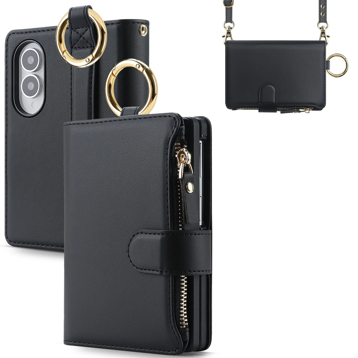 Leather Crossbody Wallet Case with Adjustable Strap for Samsung Galaxy Z Fold 8