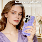 Diamond Large Window Camellia Flower Texture Phone Case For Samsung Galaxy S26 Series Shockproof Matte Cover