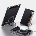 Top-Grain Leather Flip Case with 360° Rotating Ring Stand for Samsung Galaxy Z Fold 8