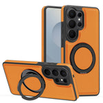 Samsung Galaxy S26 Series Leather Case with Rotating Ring Bracket