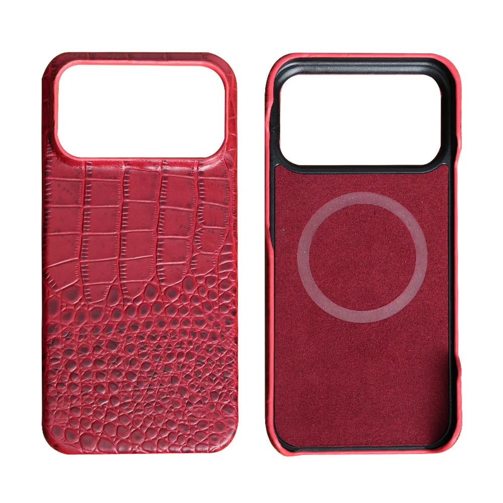 Natural Cowhide Leather MagSafe Case for iPhone 17 Series