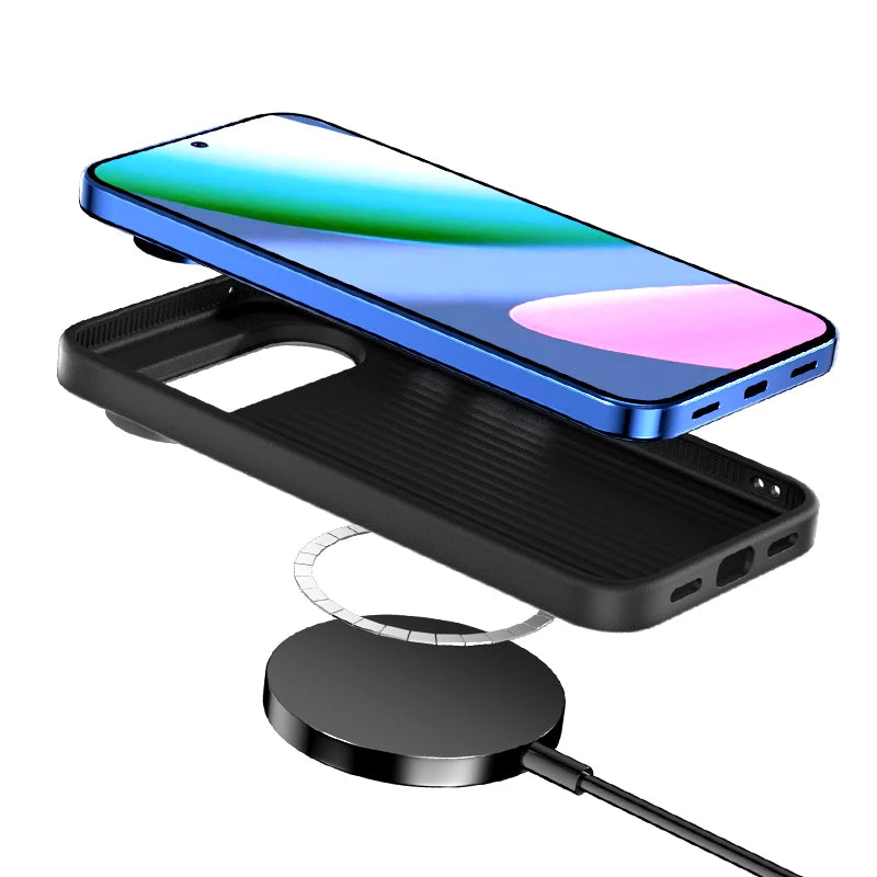 Carbon Fiber Magnetic Case with 3 Metal Attachment Rings for Google Pixel 11 Series