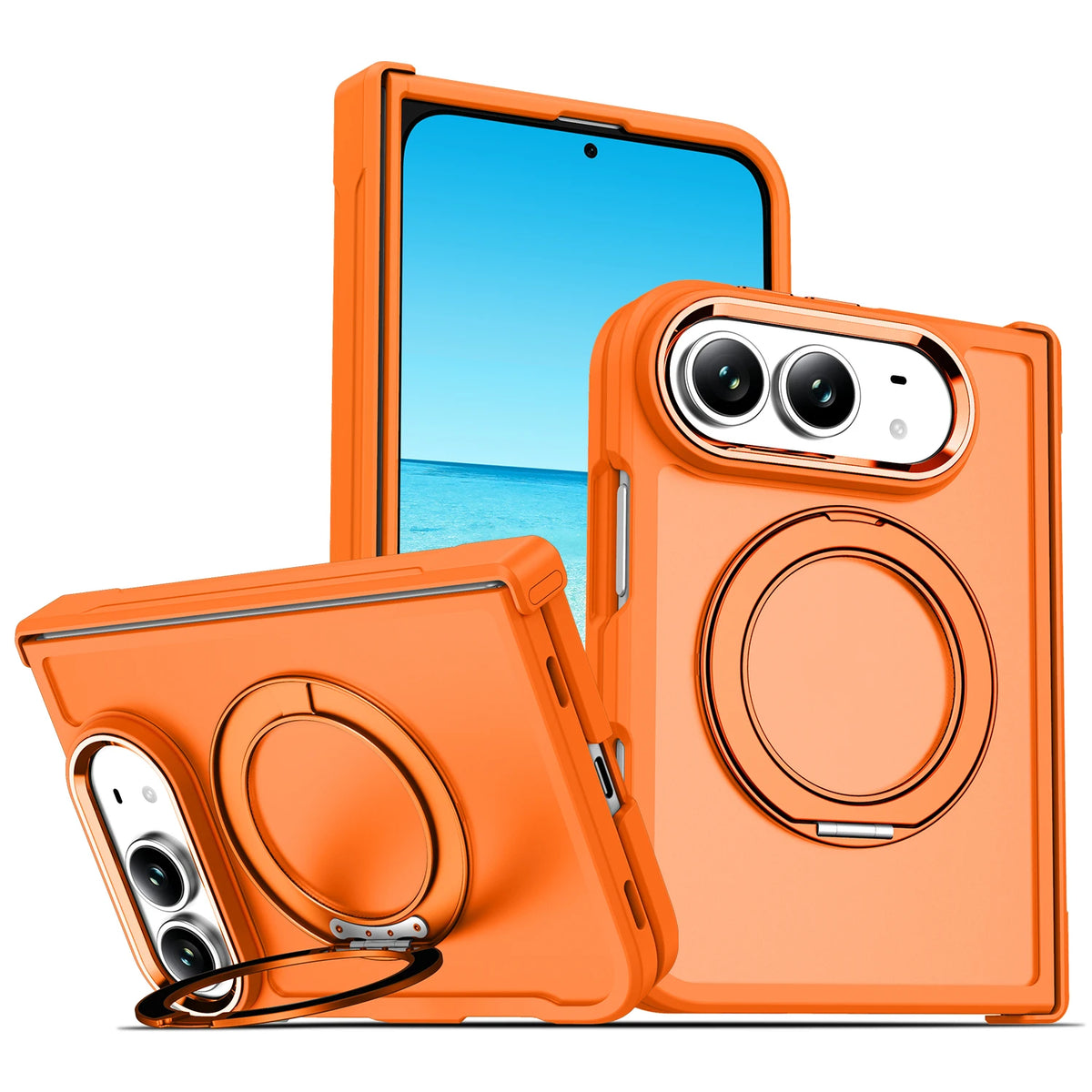 Shockproof MagSafe Case with 360° Rotating Ring Stand for iPhone Duo