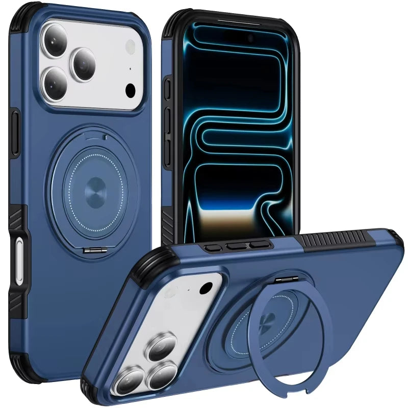 Shockproof Case with 360° Rotating Ring Stand for iPhone 18 Series