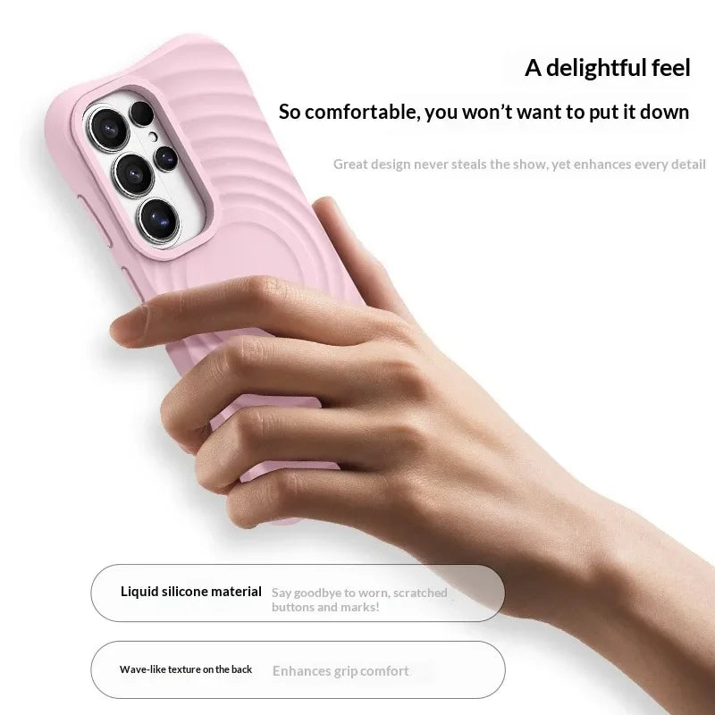 Liquid Silicone Rippled Case with Raised Screen Protection for Samsung Galaxy S26 Series
