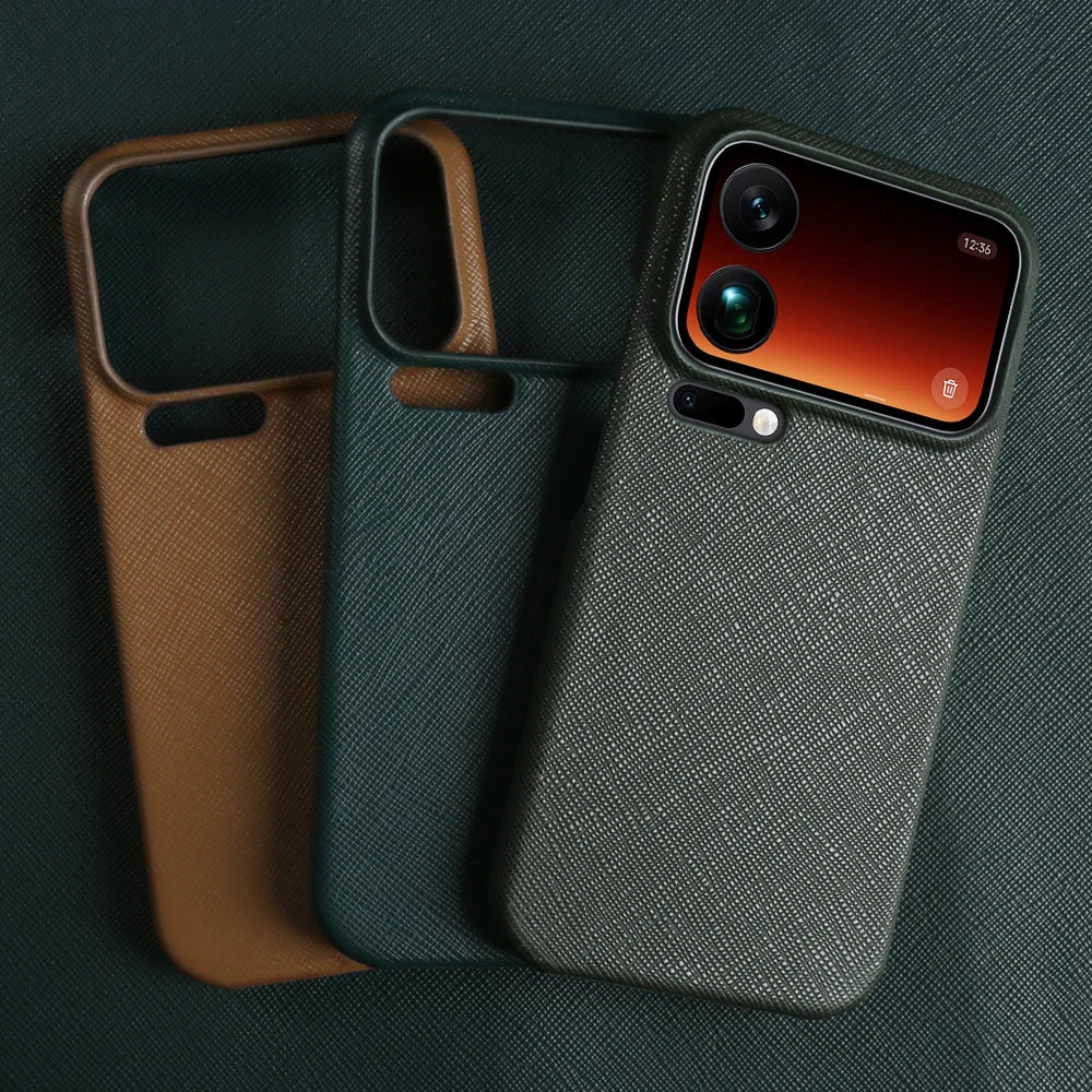 Genuine Leather Case with Raised Camera Protection for Xiaomi 18 Series