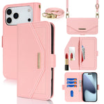 Crossbody Wallet Case with Mirror and Shoulder Strap for iPhone 17 Series