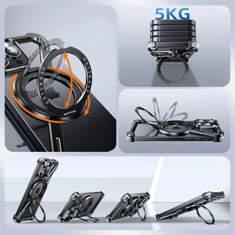 Z-Shape Frameless Metal MagSafe Phone Case for iPhone 15 Series