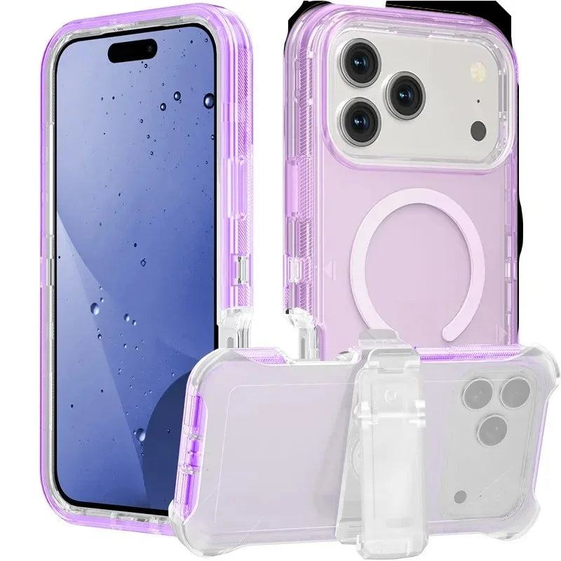 Heavy Duty Clear Protective MagSafe Case with Belt Clip for iPhone 17 Series