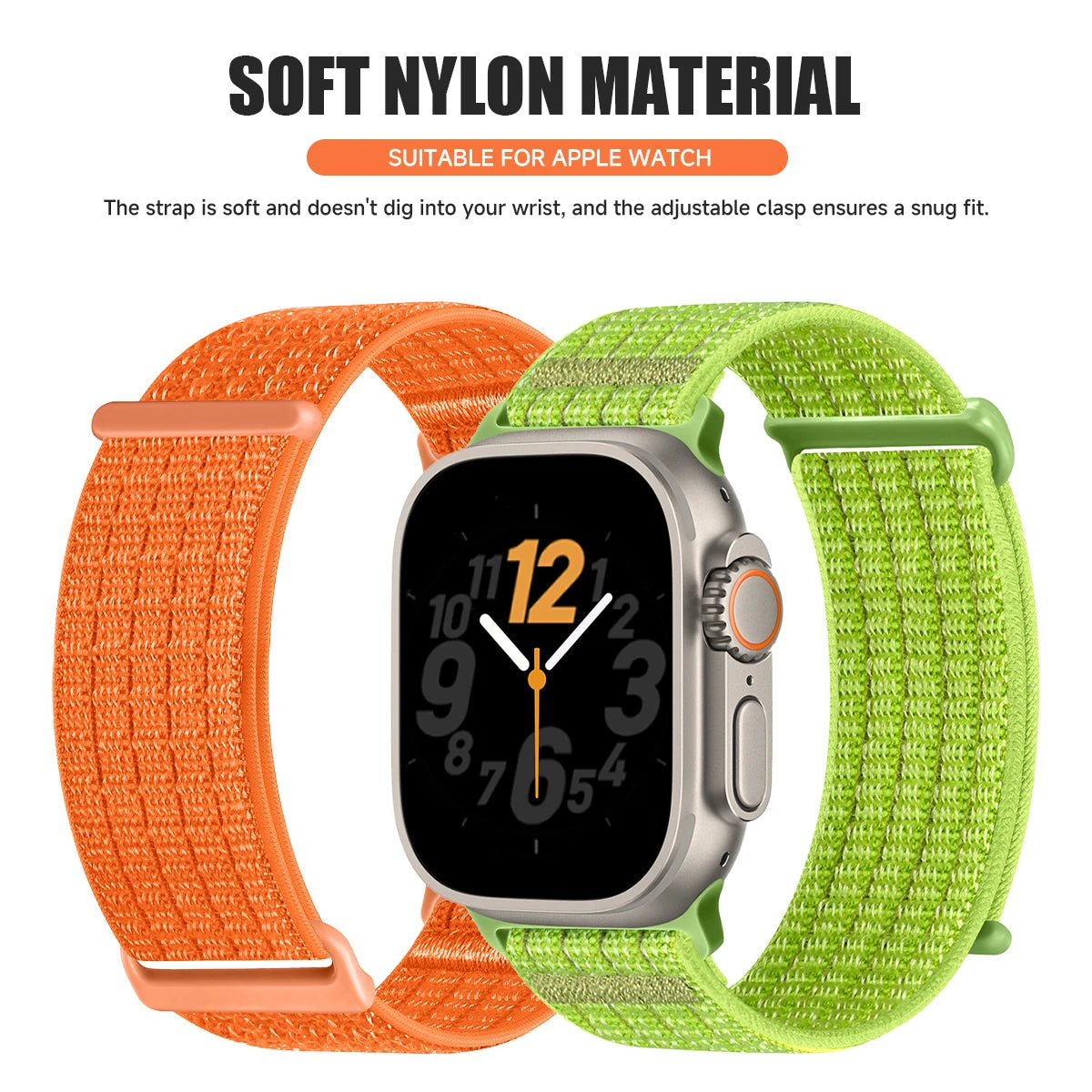 Breathable Woven Nylon Band with Hook-and-Loop Fastener for Apple Watch