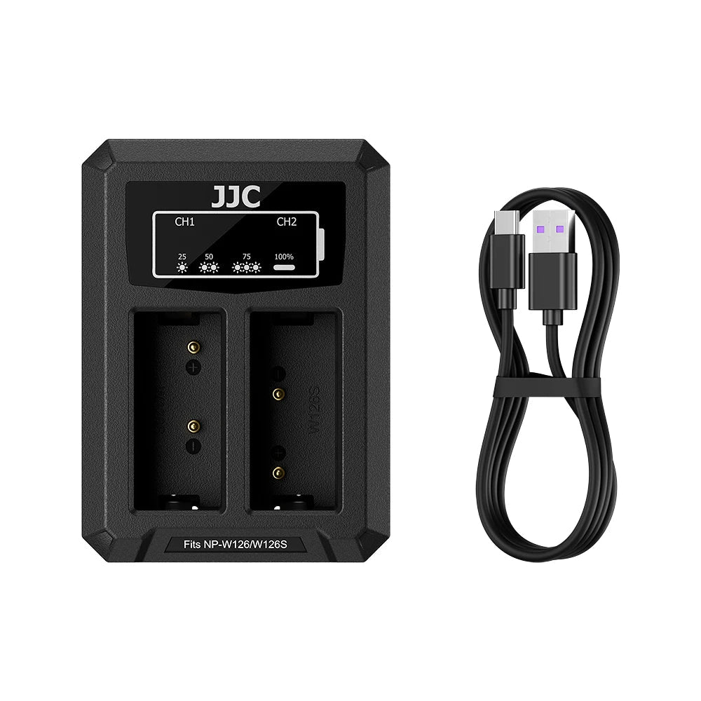 JJC B-NPW126S Dual Battery Charger Compatible with Fujifilm X-T and X100 Series Cameras