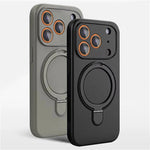 iPhone 17 Series Silicone MagSafe Case with Rotating Ring Holder Stand