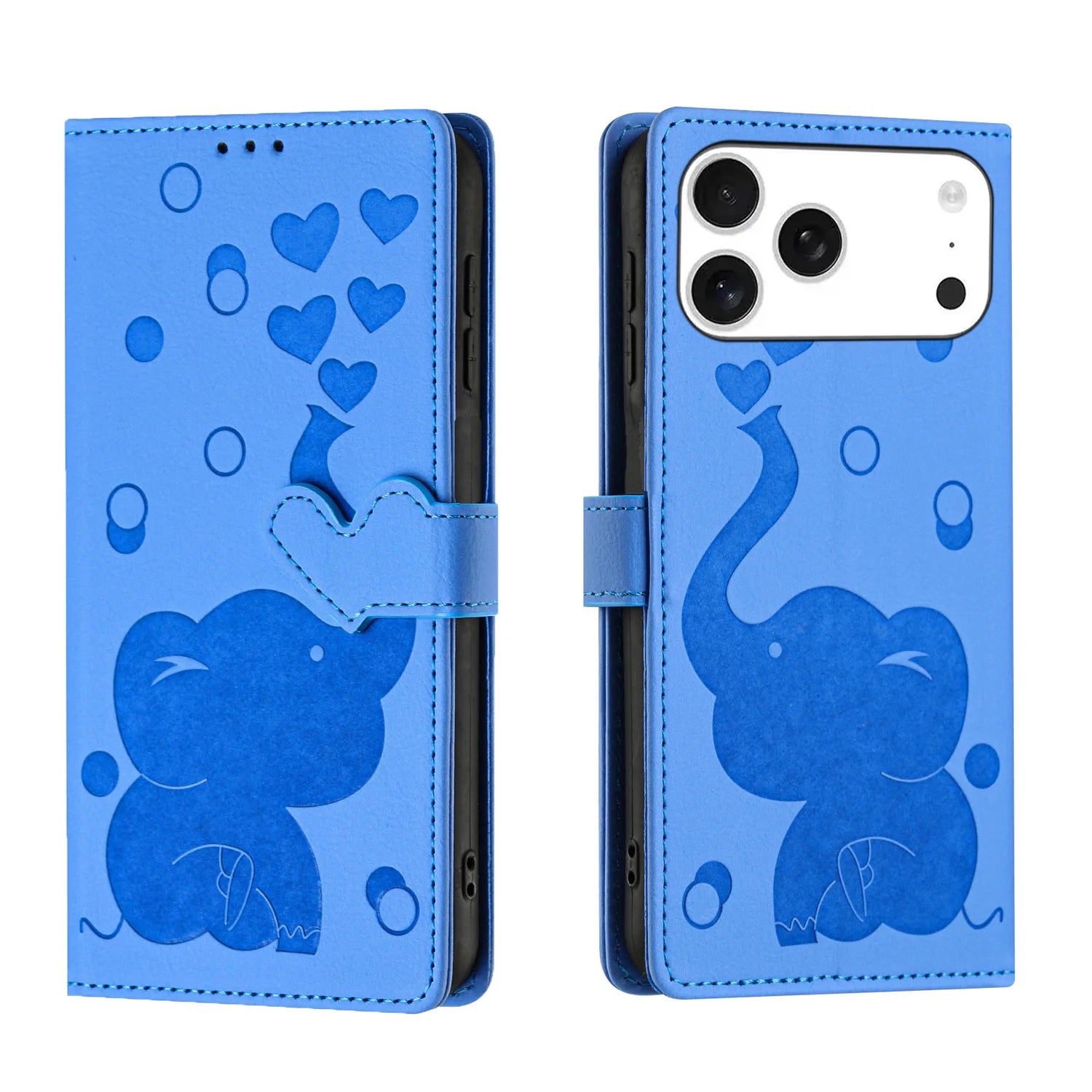 Cartoon Elephant Leather Flip Case with Card Pocket for iPhone 17 Series