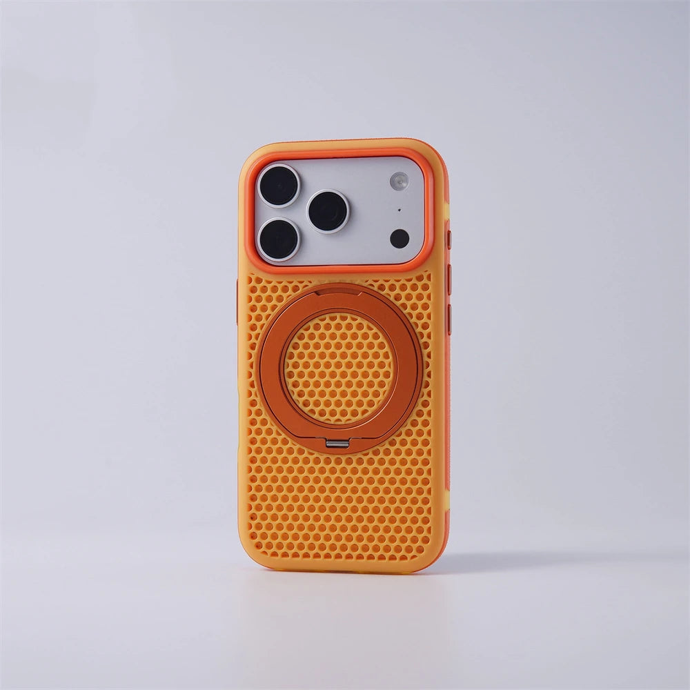 MagSafe Rotating Ring Stand Case with Mesh Back for iPhone 18 Series