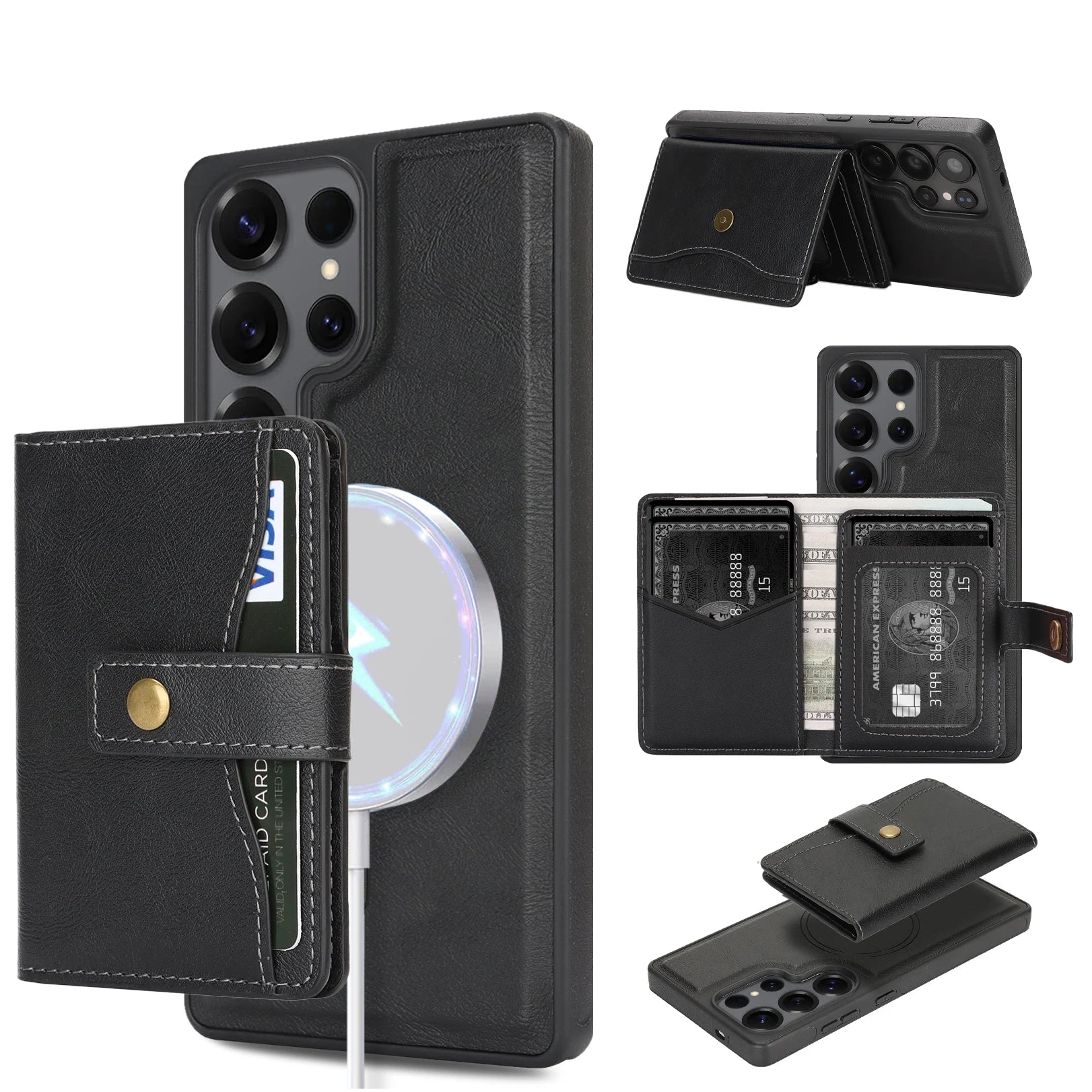 Luxury 2-in-1 Magnetic Leather Wallet Case for Samsung Galaxy S25 Series