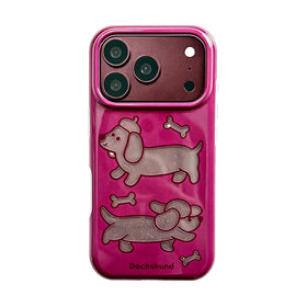 Dachshund Glitter Case with Raised Camera Frame for iPhone 18 Series