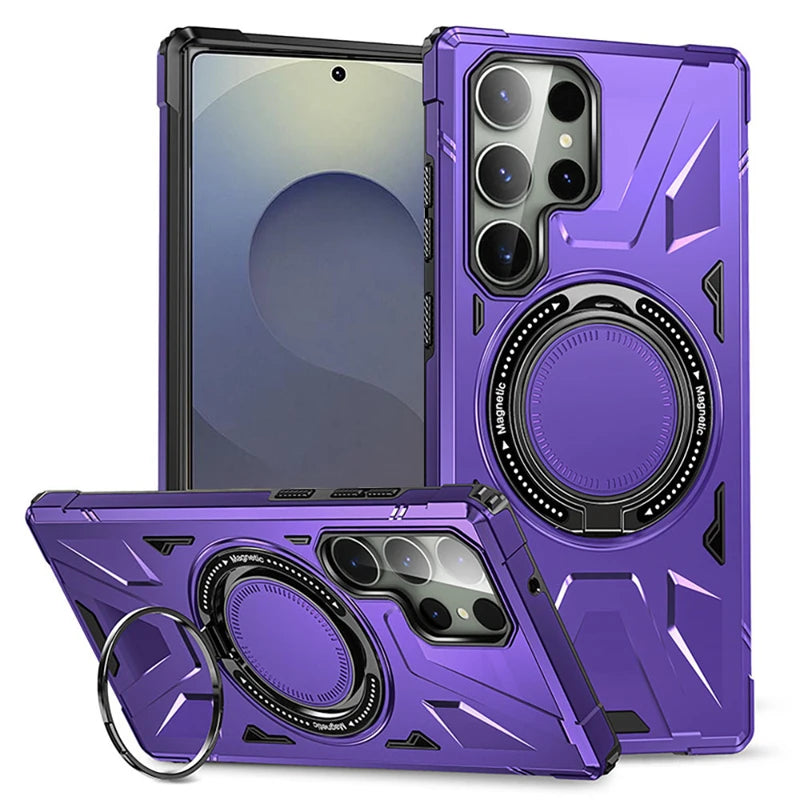 Shockproof Magnetic Armor Case with Ring Stand for Samsung Galaxy S26 Series