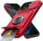 iPhone 15 Series Shockproof Heavy Duty Magnetic Case with Ring & Card Slot