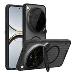Carbon Fiber Rotatable Magnetic Kickstand Case with Lens Protection Ring for OPPO Find X9 Ultra