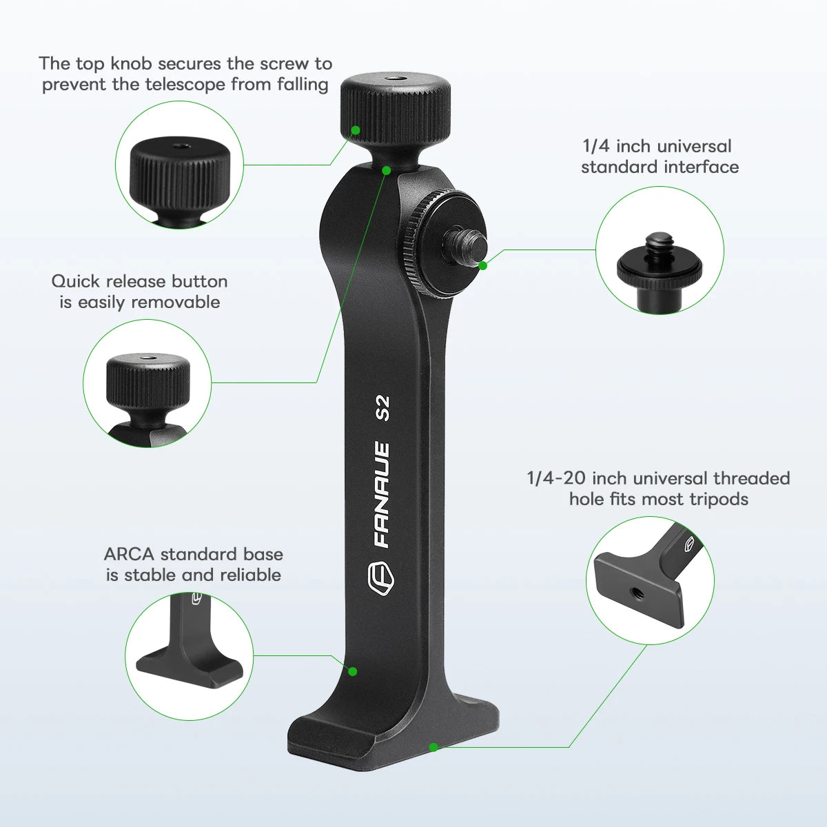 Aluminum Binoculars Tripod Adapter with Arca Swiss Quick Release Base
